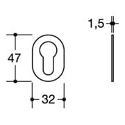 HEWI Paire de rosettes 306PCM/PCMNR Ku.99 Epaisseur du blindage 1.5mm PZ ov.-5
