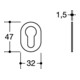 HEWI Paire de rosettes à clés 306PBM/PBMNR /PBVMNR Ku.99m Shieldst.1,5mm PZ ov.-5