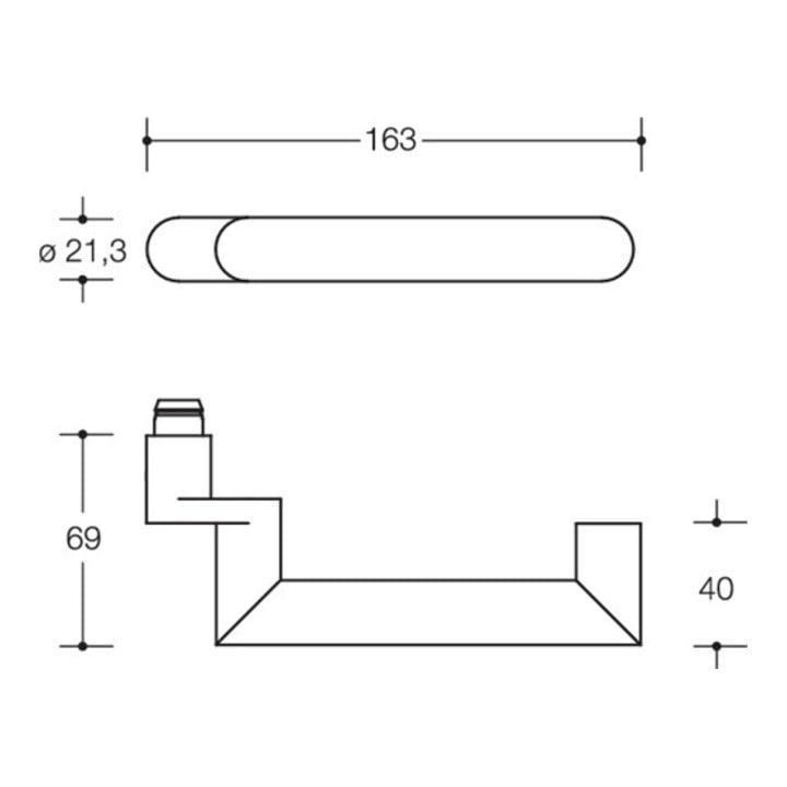 HEWI Profiltür-Drückerlochteil 162XAH51.640 VA XA ov.8mm gekr.HEWI