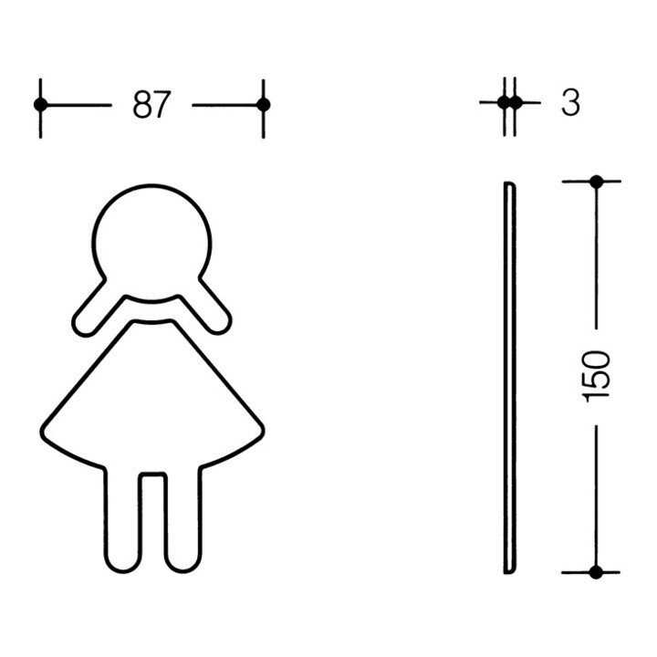 HEWI Symbol Frau 801.91.020 PA Farb-Nr.33 B.87mm H.150mm S.3mm