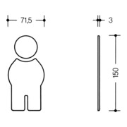 HEWI Symbol Mann 801.91.010 PA Farb-Nr.99 B.71,5mm H.150mm S.3mm-4