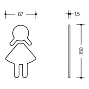 HEWI symbole femme 710XA.150.2 VA couleur no.XA B.87mm H.150mm p.1,5mm-5