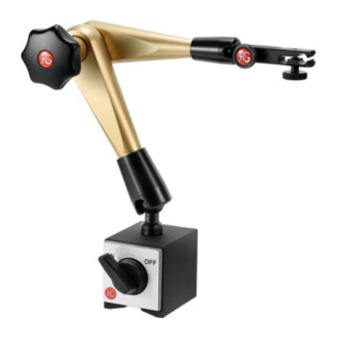 HG Hydraulisch magneetmeetstatief (met voet) met mechanische fijninstelling aan de klokhouder, Uitsteeklengte: 300 mm