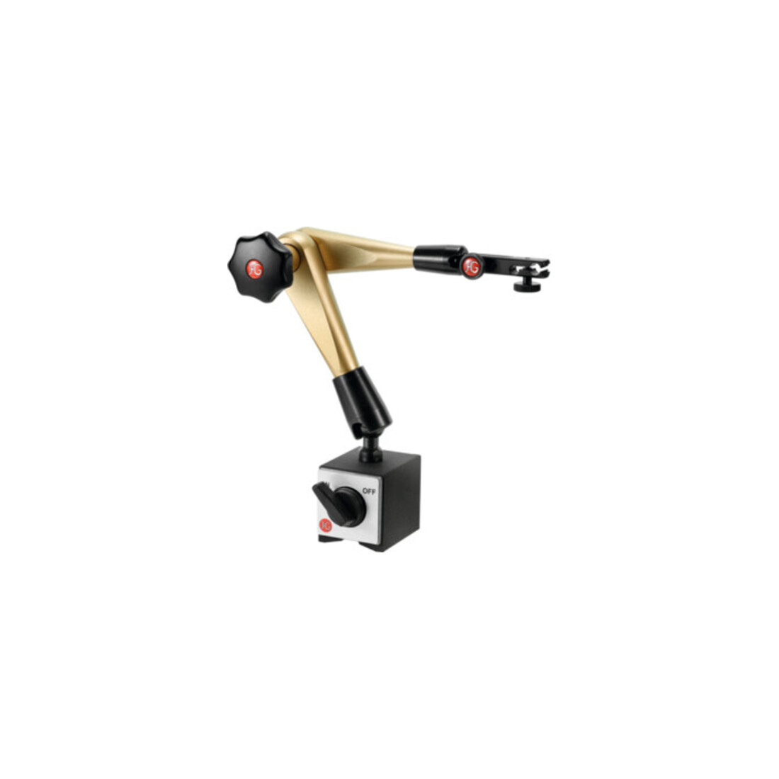 HG Hydraulisch magneetmeetstatief (met voet) met mechanische fijninstelling aan de klokhouder, Uitsteeklengte: 300 mm