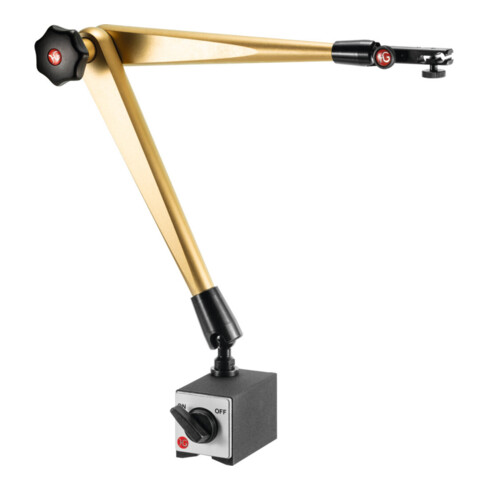 HG Hydraulisches Magnet-Messstativ (mit Fuß) mit mechanischer Feineinstellung am Uhrenhalter, Ausladung: 550 mm