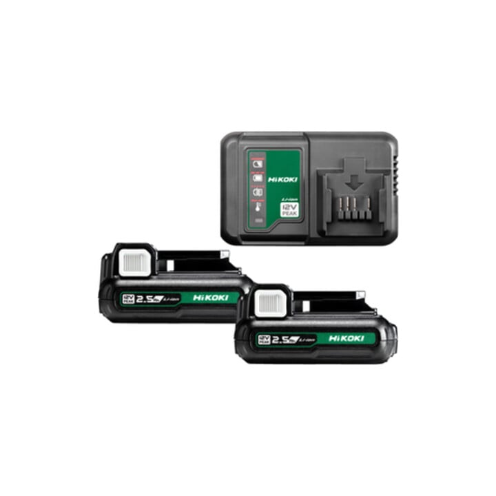 HiKOKI 2 Akkus 12 V peak 2,5 Ah BSL1225M + Ladegerät UC12SL