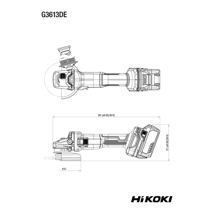 HiKOKI Accu-haakse slijper G3613DE (Basic) (HSC III)