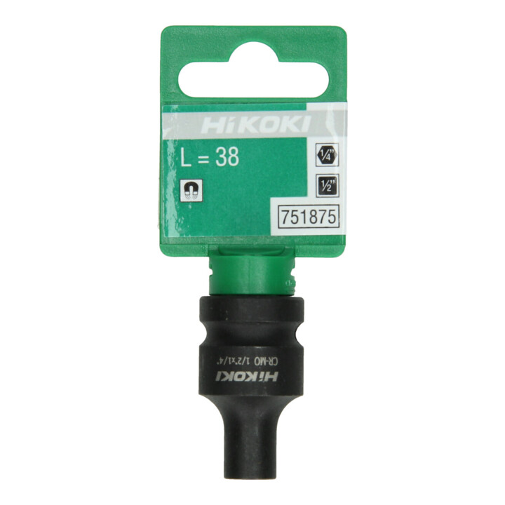 HiKOKI Adaptateur douille à chocs 1/2" vers 1/4" magnétique 38 mm résistant aux chocs