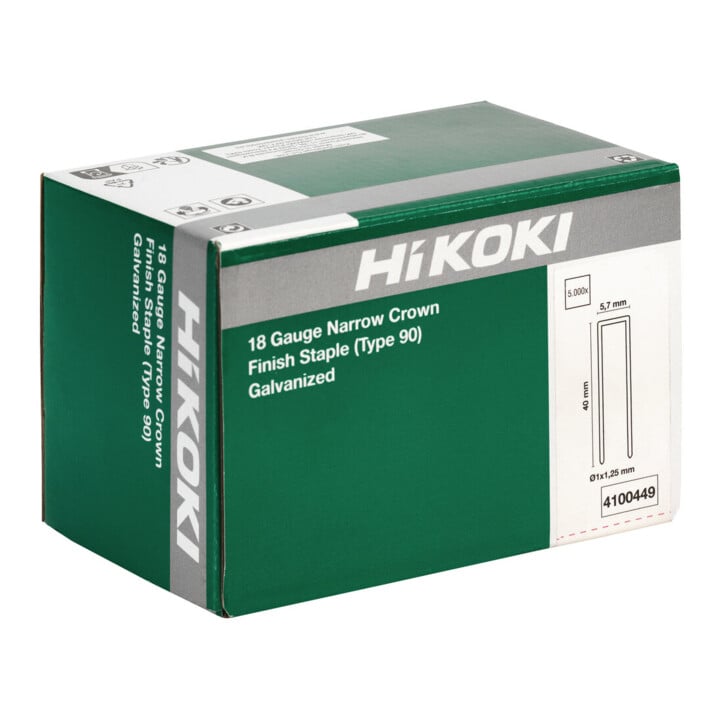 HiKOKI Agrafe à dos étroit 18 Gauge 5,7 x 40 x 1,25 mm galvanisée