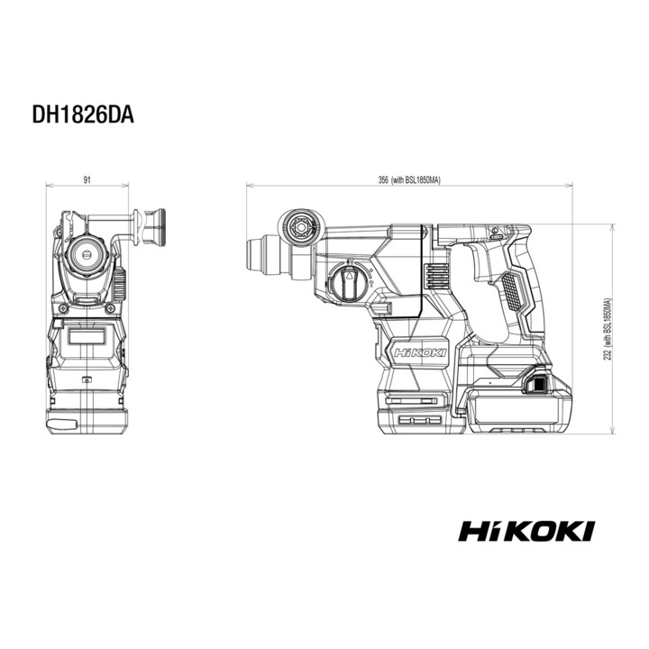 HiKOKI Akku-Bohr- und Meißelhammer (SDS-plus) DH1826DA (Basic) (Karton)