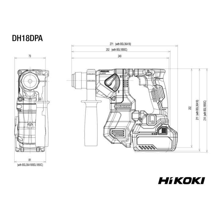 HiKOKI Akku-Bohrhammer DH18DPA (Basic)