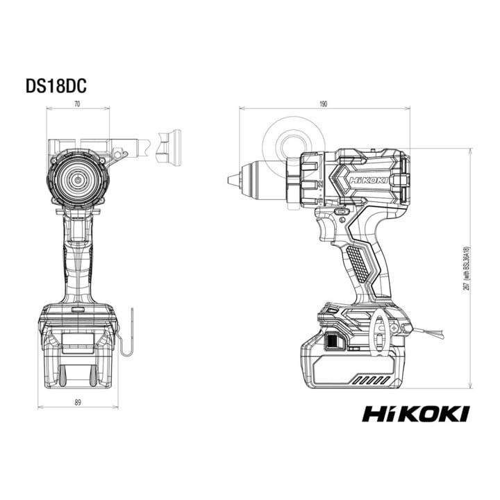 HiKOKI Akku-Bohrschrauber DS18DC (5,0 Ah) (HSC II) + 2x Akkus BSL1850MA