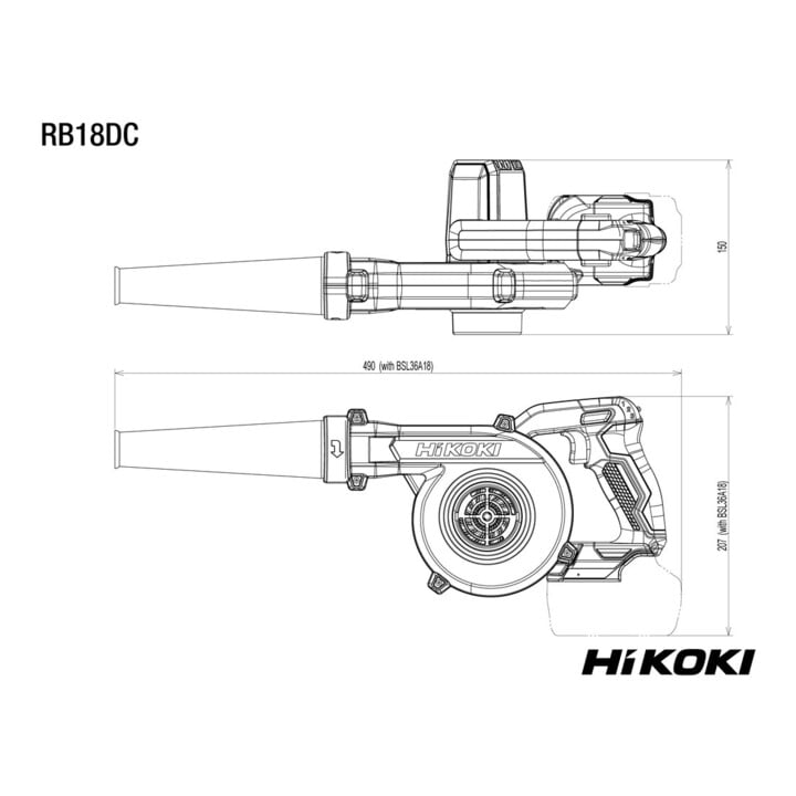 HiKOKI Akku-Gebläse + Sauger 18V RB18DC (Basic)