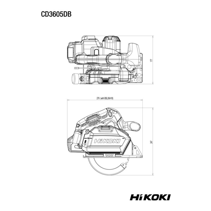 HiKOKI Akku-Metall-Handkreissäge CD3605DB (Basic) (HSC IV)