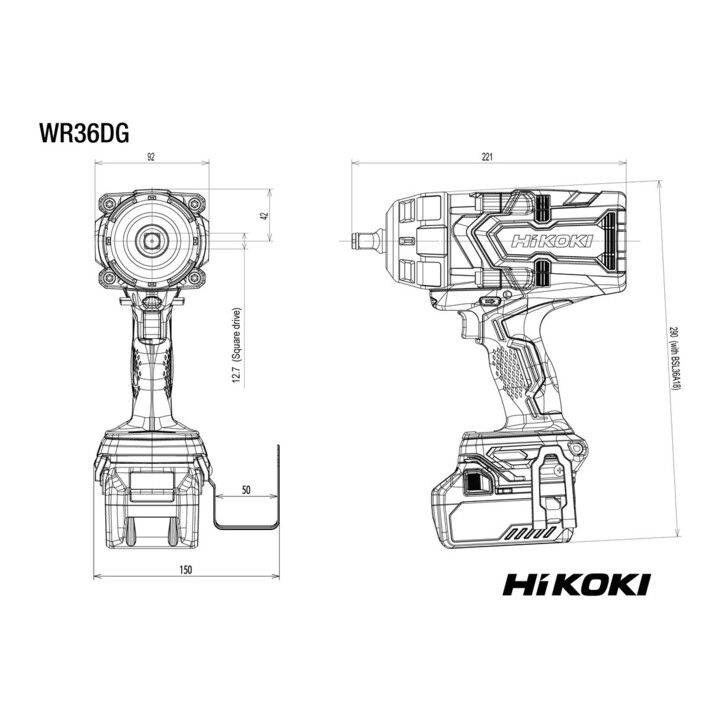 HiKOKI Akku-Schlagschrauber (1/2") WR36DG (Basic) (HSC III)