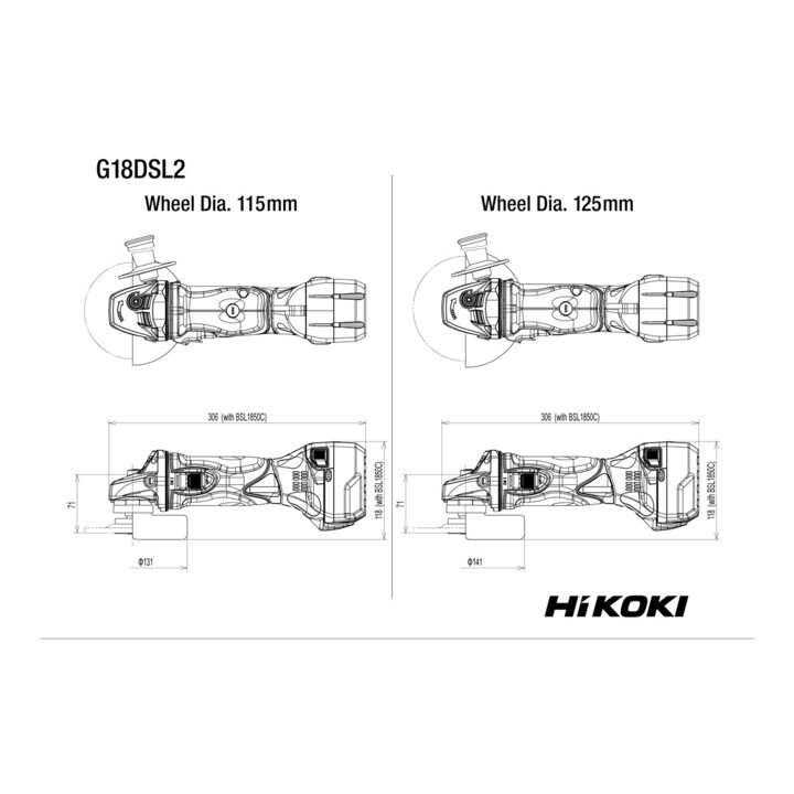 HiKOKI Akku-Winkelschleifer 18V G18DSL2 (Basic) (HSC II)
