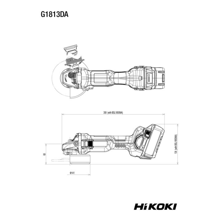 HiKOKI Akku-Winkelschleifer G1813DA (5,0 Ah) (HSC III)
