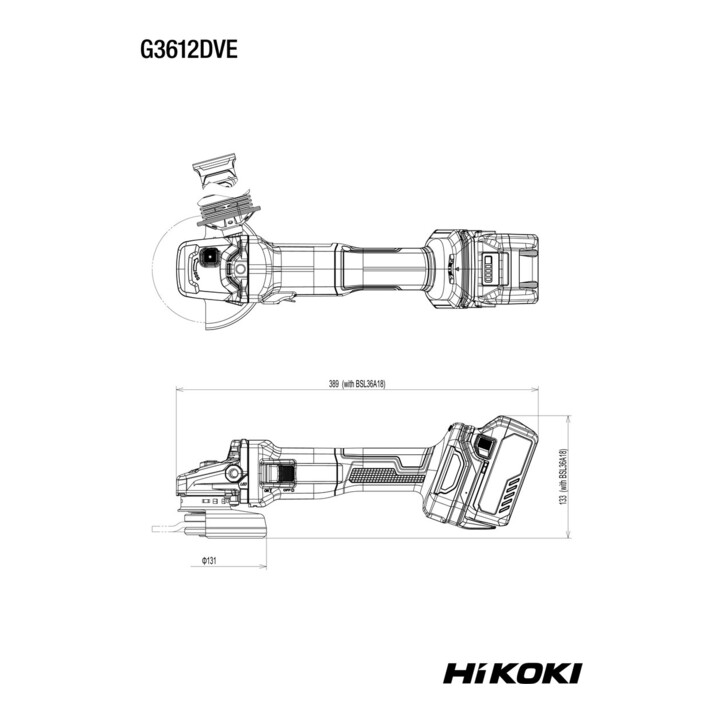 HiKOKI Akku-Winkelschleifer G3612DVE (Basic) (HSC III)