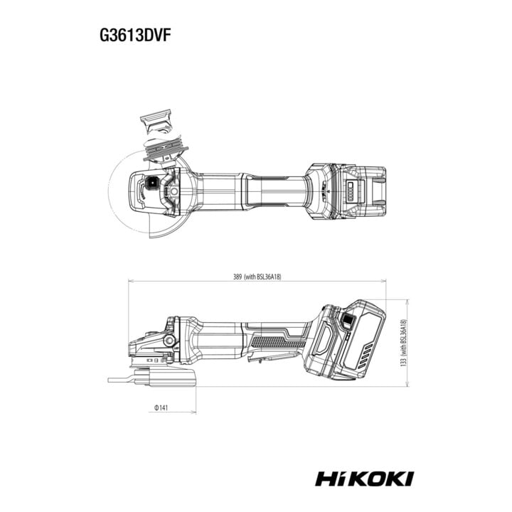 HiKOKI Akku-Winkelschleifer G3613DVF (2,5 Ah) (HSC III)