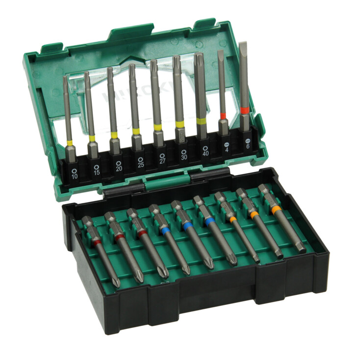 HiKOKI Bit-Box 1/4", 18-teilig, 75mm, inkl. magnetischem Bithalter, Größe II