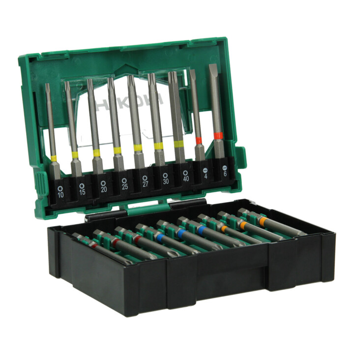 HiKOKI Bit-Box 1/4", 18-teilig, 75mm, inkl. magnetischem Bithalter, Größe II