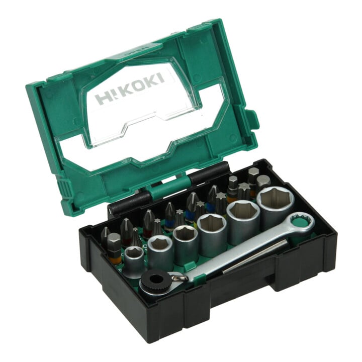 HiKOKI Bit-Box 1/4", 24-teilig, 25mm, inkl. Ratsche, Größe I