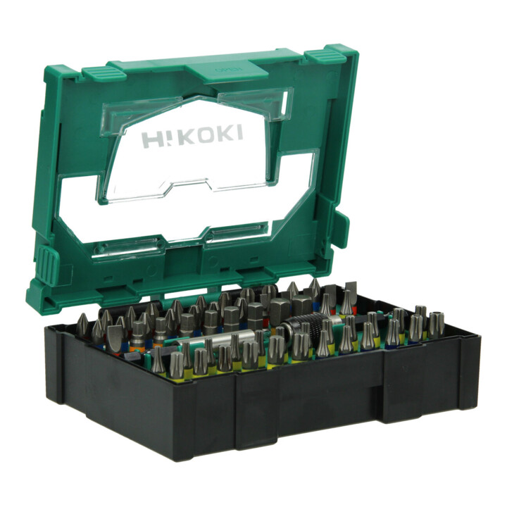 HiKOKI Bit-Box 1/4", 60-teilig, 25mm, inkl. magnetischem Bithalter und magnetischem Bithalter mit Schnellwechselsystem