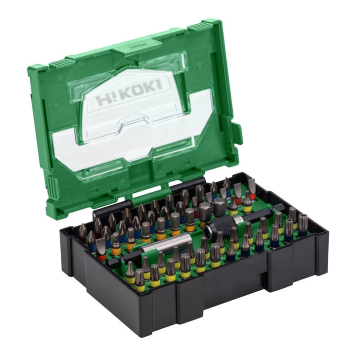 HiKOKI Bit-Box 1/4", 60-teilig, 25mm, inkl. magnetischem Bithalter und magnetischem Bithalter mit Schnellwechselsystem