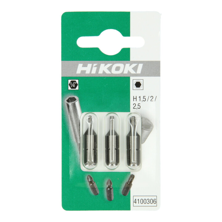 HiKOKI Bits 1/4" HEX 1,5/2/2,5 25 mm 3-dlg. Set