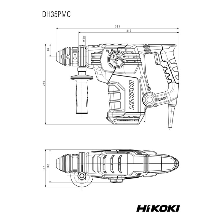 HiKOKI Bohrhammer SDS-Plus DH35PMCWSZ kraftvoll bis Ø 35mm
