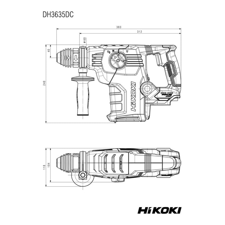 HiKOKI Bohrhammer SDS-Plus DH3635DCW2Z 36V Brushless