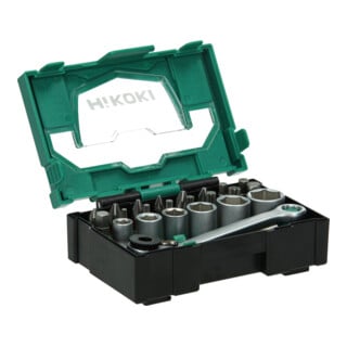 HiKOKI Boîte d'embouts 1/4", 24 pièces, 25mm, avec cliquet, taille I