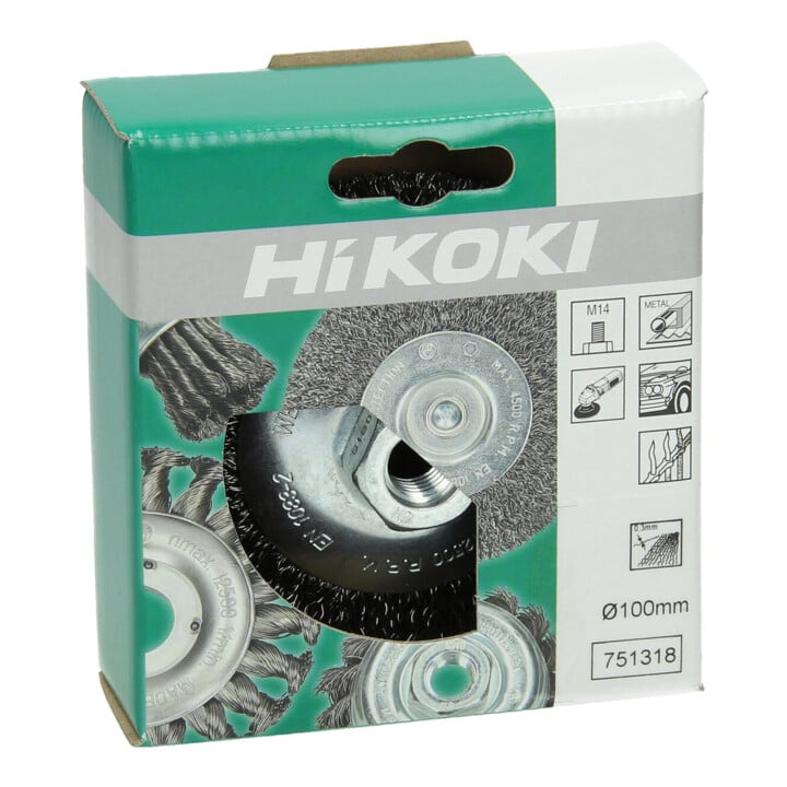 HiKOKI Brosse conique en fil d'acier ondulé 100 x 0,3 mm M14 acier