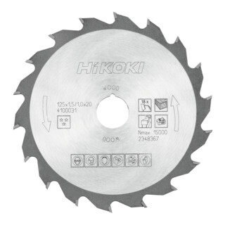 HiKOKI Cirkelzaagblad TCT 125x20 Z18 vlakke / wisseltand hout