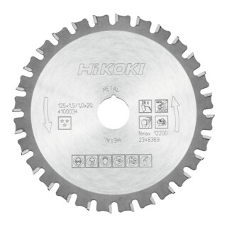 HiKOKI Cirkelzaagblad TCT 125x20 Z28 trapeziumvlak tand staal