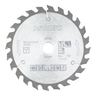 HiKOKI Cirkelzaagblad TCT 150 x 20/16 mm Z24 Wisseltand hout