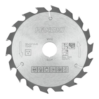 HiKOKI Cirkelzaagblad TCT 180 x 30/20 mm Z18 Wisseltand hout