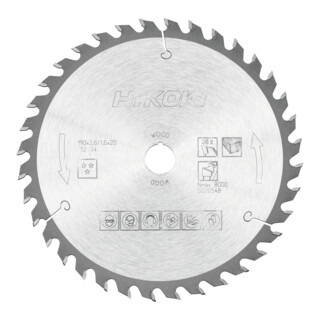 HiKOKI Cirkelzaagblad TCT 190 x 20 Z36 Wisseltand Hout