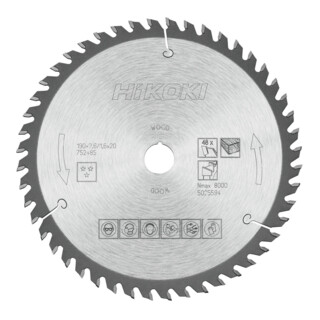 HiKOKI Cirkelzaagblad TCT 190 x 20 Z48 Wisseltand Hout