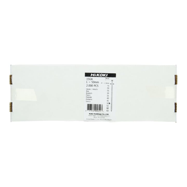 HiKOKI Clou à tête écrasée DA 34° 15 Gauge 1,8 x 50 mm acier inoxydable