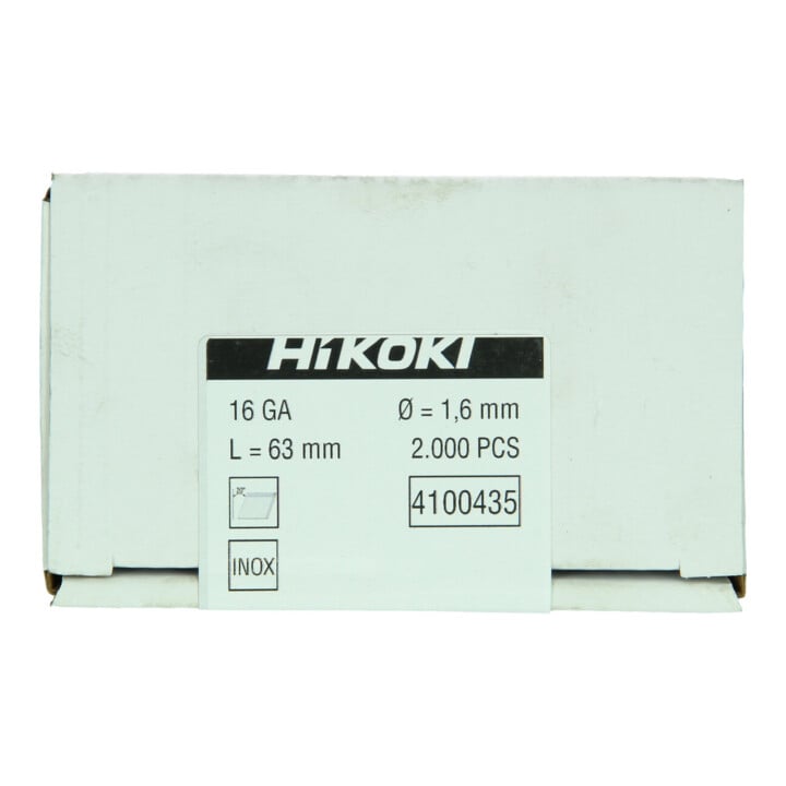 HiKOKI Clou tête aplatie 2000 1,6 x 63 mm acier inoxydable 20° 16 Gauge