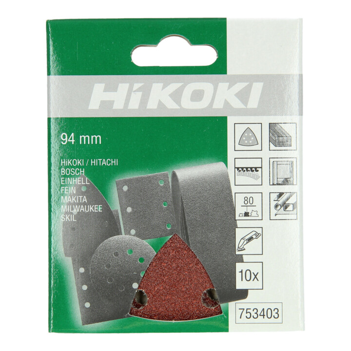 HiKOKI Feuilles abrasives auto-agrippantes 93 mm P80 rouge 10 pièces