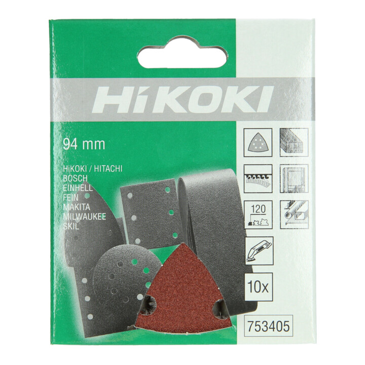 HiKOKI Feuilles abrasives autocollantes 93 mm P120 rouge 10 pièces