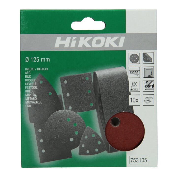 HiKOKI Haftschleifblätter 125mm P120 Rot 10 Stück