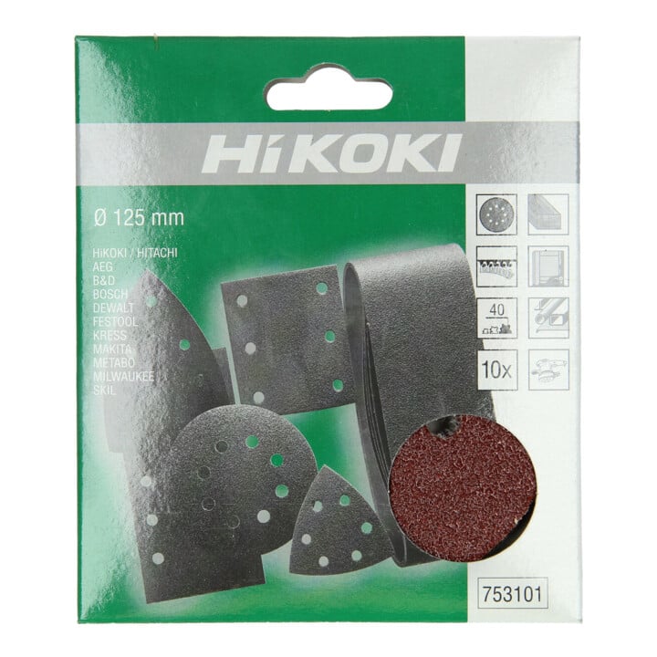 HiKOKI Haftschleifblätter 125mm P40 Rot 10 Stück