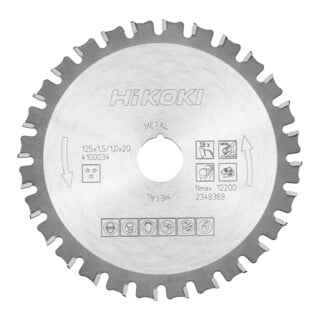 HiKOKI Kreissägeblatt TCT 125x20 Z28 Trapez- Flachzahn Stahl