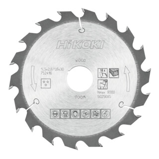 HiKOKI Kreissägeblatt TCT 165 x 30/20 Z18 Wechselzahn Holz