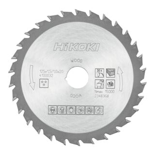 HiKOKI Lame de scie circulaire TCT 125x20 z30 denture plate / alternée