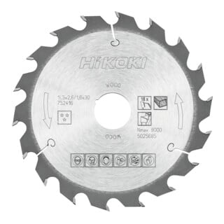 HiKOKI Lame de scie circulaire TCT 165 x 30/20 I18 dents alternées bois