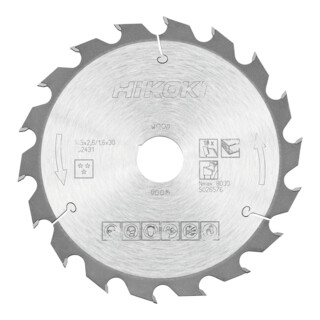 HiKOKI Lame de scie circulaire TCT 185 x 30 Z18 denture alternée bois
